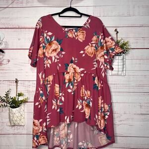 Mauve Floral Boutique Blouse | Women’s 3X